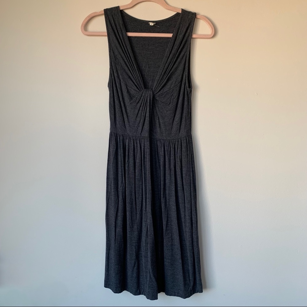 J.Crew Twist Front Dress Jersey Knit Charcoal Gray Sleeveless Size Small